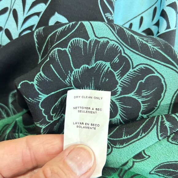 Karen Kane Blue Green Floral Ombre Ruffled Sleeveless Shift Dress Size XS - Picture 9 of 12